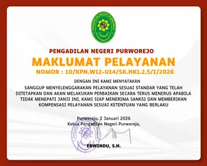 Maklumat Pelayanan Pengadilan Negeri Purworejo