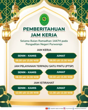 Jam Kerja dan Jam Pelayanan Terpadu Satu Pintu (PTSP) Selama Bulan Ramadhan 1447 H